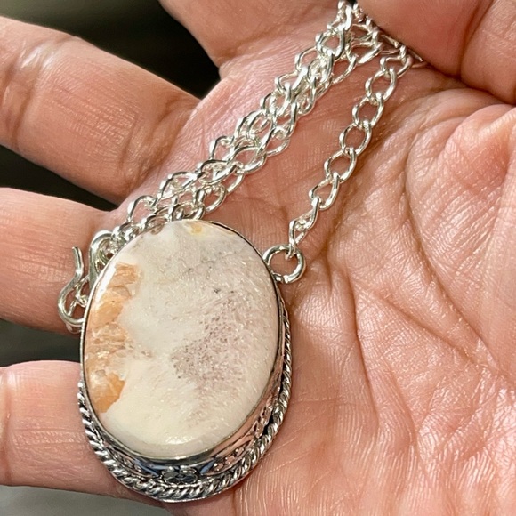 handmade & handcrafted gemstone jewelry Jewelry - Peach Scolecite “Inner Peace Stone” Pendant Necklace